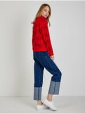 Calvin Klein Červená dámská kostkovaná mikina Calvin Klein Jeans Holiday XS