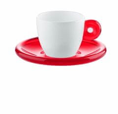 Guzzini sada 6 hrníčků s podšálky na expresso bílo-červené SET 6 ESPRESSO CUPS WITH SAUC