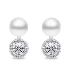 Brilio Silver Elegantní perlové náušnice se zirkony EA611W