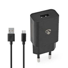 Nedis WCHAM105ABK USB napájecí adaptér 1 A s microUSB kabelem, černá