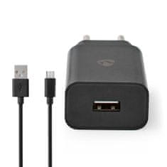 Nedis WCHAM105ABK USB napájecí adaptér 1 A s microUSB kabelem, černá