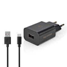 Nedis WCHAM105ABK USB napájecí adaptér 1 A s microUSB kabelem, černá