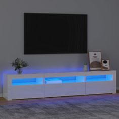 Greatstore TV skříňka s LED osvětlením bílá vysoký lesk 195x35x40 cm