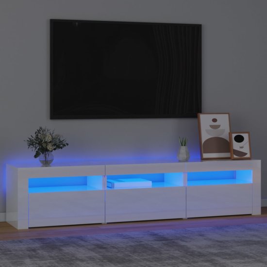 Greatstore TV skříňka s LED osvětlením bílá vysoký lesk 180x35x40 cm