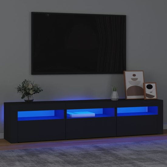 Greatstore TV skříňka s LED osvětlením černá 180x35x40 cm