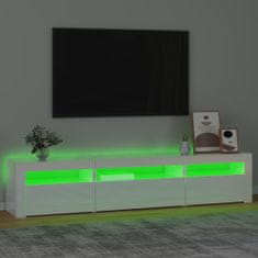 Greatstore TV skříňka s LED osvětlením bílá vysoký lesk 195x35x40 cm