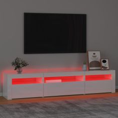 Greatstore TV skříňka s LED osvětlením bílá vysoký lesk 195x35x40 cm