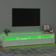 Greatstore TV skříňka s LED osvětlením bílá vysoký lesk 210x35x40 cm