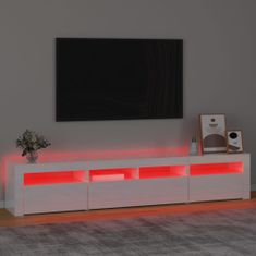 Greatstore TV skříňka s LED osvětlením bílá vysoký lesk 210x35x40 cm