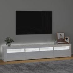 Greatstore TV skříňka s LED osvětlením bílá vysoký lesk 210x35x40 cm