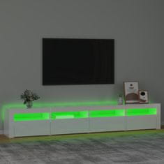 Vidaxl TV skříňka s LED osvětlením bílá vysoký lesk 240x35x40 cm