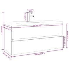 Vidaxl Umyvadlová skříňka s vestavěným umyvadlem kouřový dub kompozit