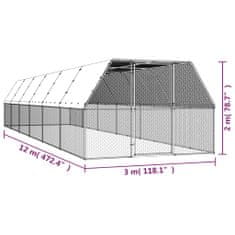 Petromila Venkovní klec pro kuřata 3x12x2 m pozinkovaná ocel