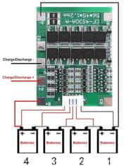 HADEX Ochranný obvod a balancér pro 4 Li-Ion články 18650, proud do 30A