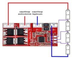 HADEX Ochranný obvod a balancér pro 4 Li-Ion články 18650, proud do 30A