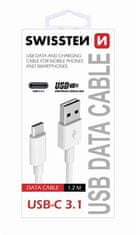DATA CABLE USB / USB-C 3.1 1,5M WHITE (9mm)