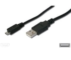 PremiumCord Kabel USBA(M) - microUSB B(M), 5pinů 1 m, černý