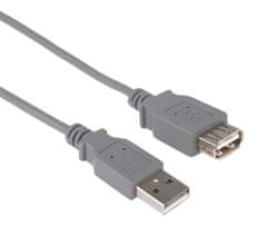 USB 2.0 kabel prodlužovací, A-A, 5m, šedá