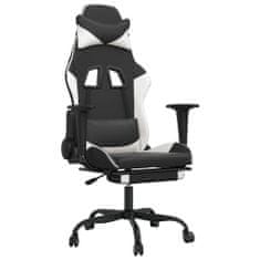 Greatstore Herní židle s podnožkou černá a bílá umělá kůže