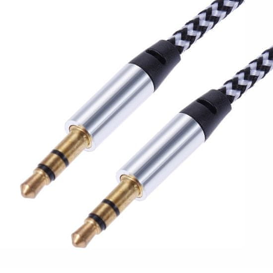 Northix 1m tkaný 3,5mm pomocný kabel - stříbrný