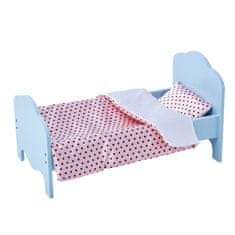 Teamson Olivia's Little World - Klasická jednolůžková postel pro panenky 18" - modrá a sada povlečení - puntíky