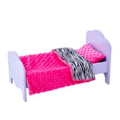 Teamson Olivia's Little World - Malá princezna 18"-klasická jednolůžková postel Fialová a ložní souprava-Zebra Prints