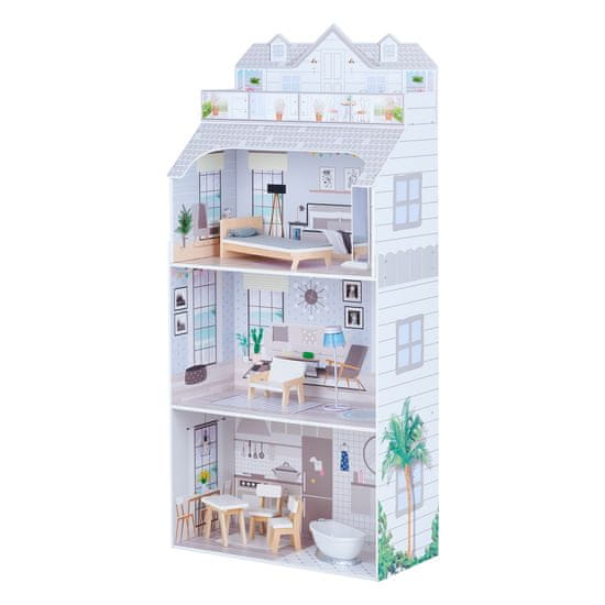 Teamson Domeček Pro Panenky Olivia's Little World Deluxe Penthouse Dřevěný Domeček Pro Panenky Fialový 4,3 Stopy S 8 Doplňky Pro Panenky Nábytek Pro Panenky Td-11683D