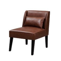 Teamson Marc Lounge Akcentní Chair, Křeslo Na Čtení V Umělé Kůži S Polstrováním A Polštářkem Do Obývacího Pokoje Nebo Přijímacího Pokoje, Hnědá Barva