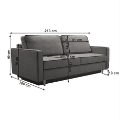 KONDELA Rozkládací pohovka, šedá / černá, BERNIA