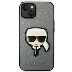 Karl Lagerfeld KLHCP14MSAPKHG hard silikonové pouzdro iPhone 14 PLUS 6.7" silver Saffiano Karl`s Head Patch