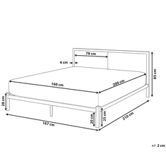 Beliani Kovová černá postel s šedou čelní deskou a rámem CLAMART 160 x 200 cm