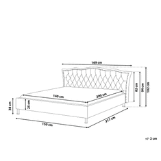 Beliani Šedá čalouněná postel Chesterfield 140x200 cm METZ