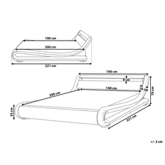 Beliani Vodní postel, LED ekologická kůže 140 x 200 cm bílá AVIGNON