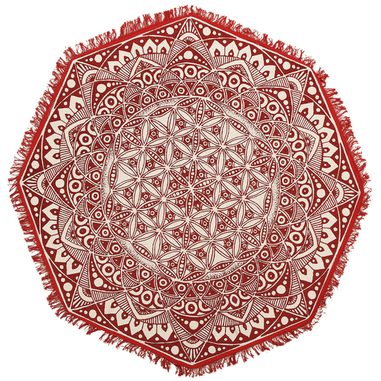 Beliani Koberec osmiúhelníkový ø 120 cm orientální styl, barva červená a krémová MEZITILI