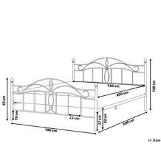 Beliani Bílá zdobená kovová postel 180x200 cm ANTLIA