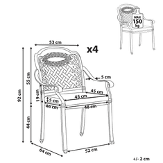 Beliani Sada 4 hnědých zahradních židlí MANFRIA