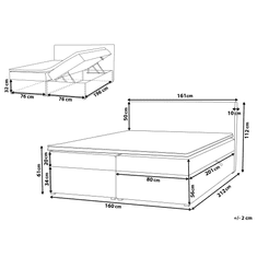 Beliani Kontinentální postel šedá s úložným prostorem, 160x200 cm SENATOR