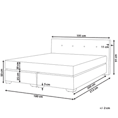Beliani Kontinentální postel, CONSUL, světle šedá, 180x200 cm