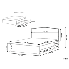 Beliani Čalouněná šedá manželská postel 180 x 200 cm s úložným prostorem MONTPELLIER