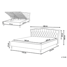 Beliani Šedá čalouněná postel Chesterfield s úložištěm 160x200 cm METZ