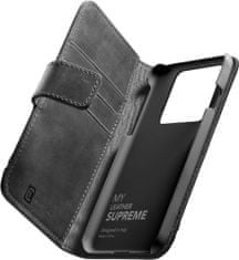 CellularLine prémiové kožené pouzdro typu kniha Supreme pro Apple iPhone 14 Pro, černá