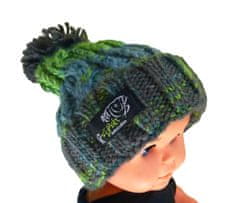 R-SPEKT Dětský kulich MAXI PomPom beanie šedozelený 52-56cm