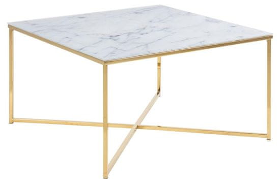 Intesi Čtvercový konferenční stolek Alisma bílý/zlatý
