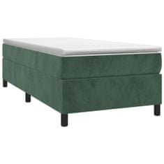 Greatstore Box spring postel s matrací tmavě zelená 90x200 cm samet