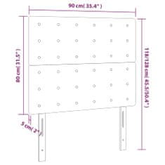 Greatstore Čelo postele s LED světle šedé 90x5x118/128 cm samet