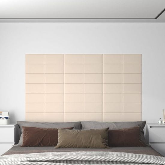 Greatstore Nástěnné panely 12 ks krémové 60 x 15 cm samet 1,08 m²