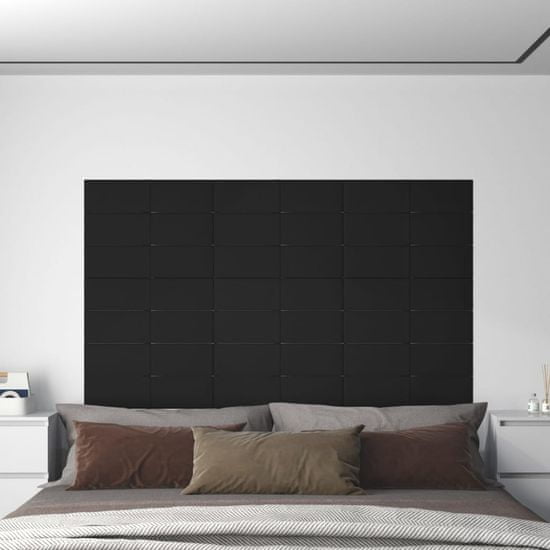 Greatstore Nástěnné panely 12 ks černé 60 x 15 cm samet 1,08 m²
