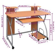 Greatstore Počítačový stůl hnědý dub 110x52x88,5 cm kompozitní dřevo