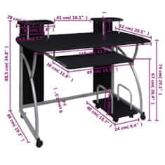 Greatstore Počítačový stůl černý 110 x 52 x 88,5 cm kompozitní dřevo