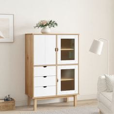 Greatstore Skříň highboard hnědá a bílá 85x43x125 cm masivní borové dřevo